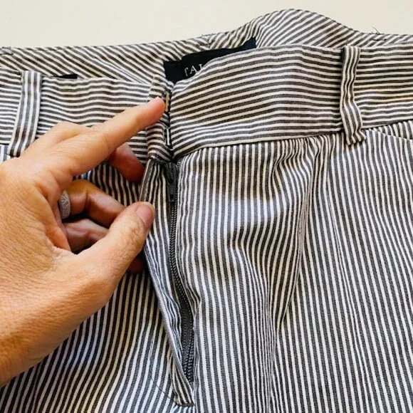 Talbots Pant Trouser Curvy Stripe Train Engineer Curvy Classic Traditional White - Picture 3 of 10